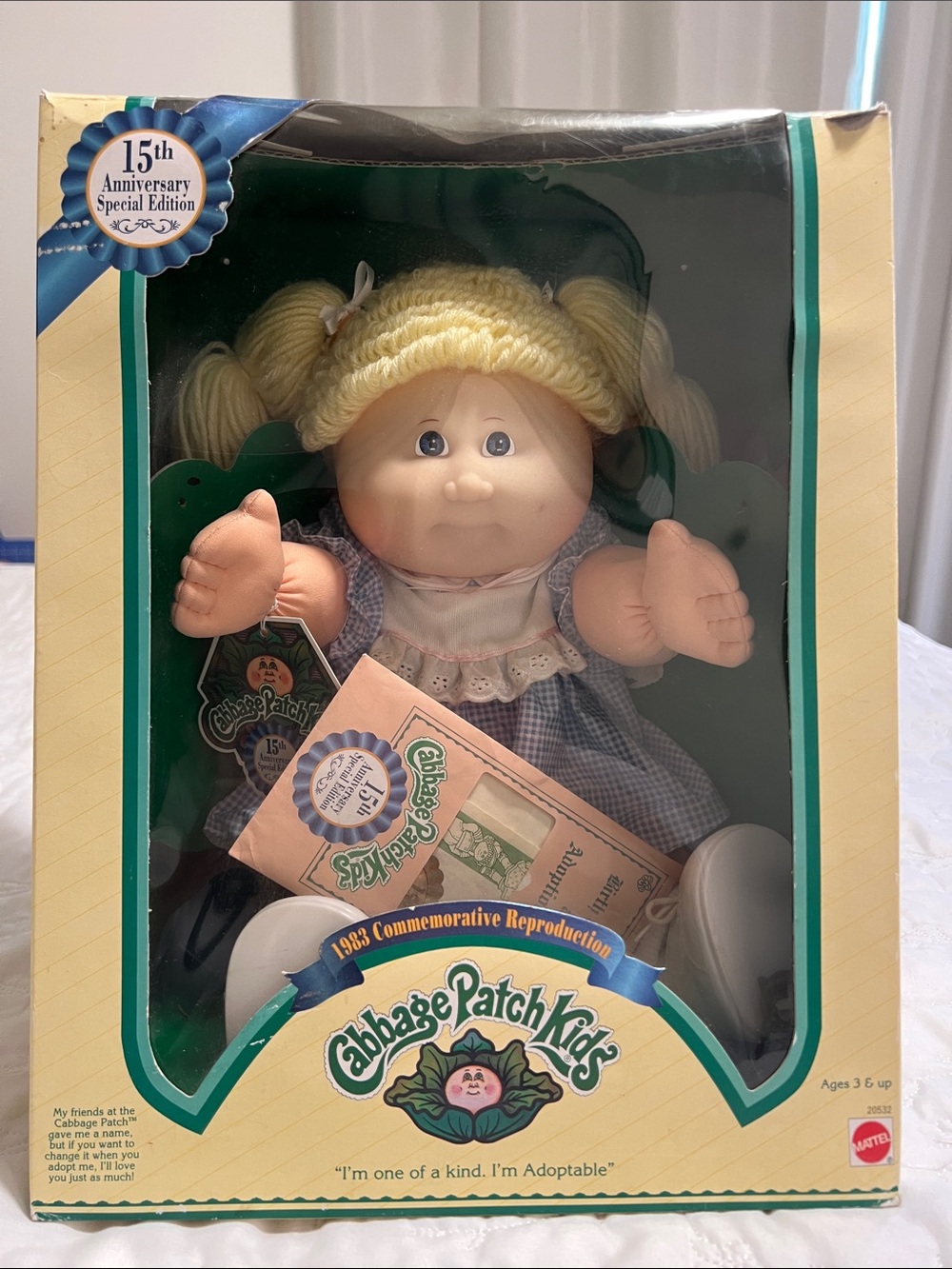 Cabbage Patch Kids 15th Anniversary Blonde Doll in Blue Dress